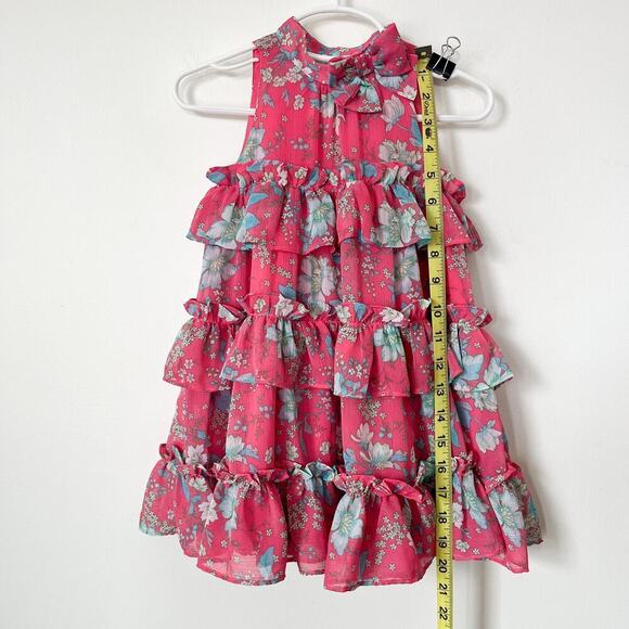 Janie and Jack Pint Tart Floral Tiered Ruffle Dress 2T Spring Easter Bow - Picture 7 of 11